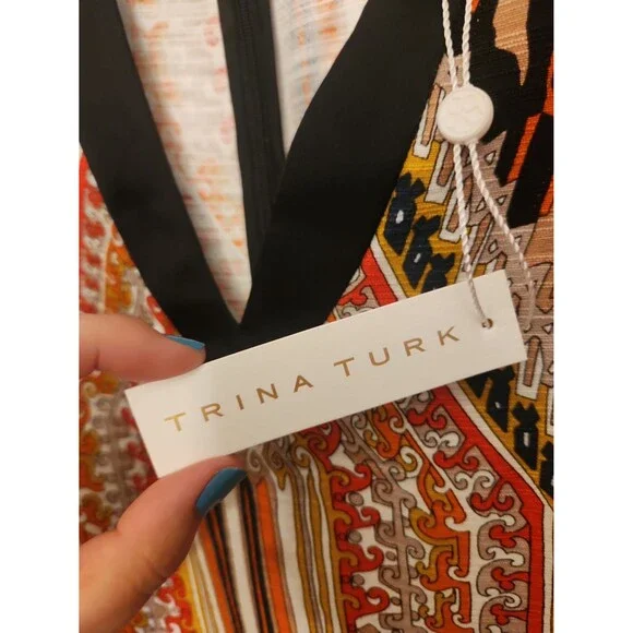 Trina Turk Silk Blend Sheath Tunic Dress w/ 3/4 Sleeves Size 4 NWT - Picture 3 of 10